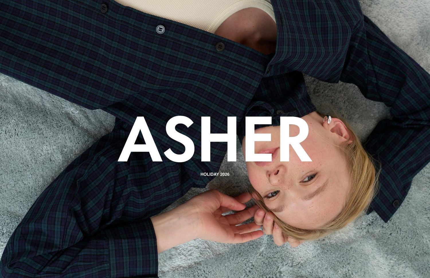 Asher Holiday ’26 plaid cover spread