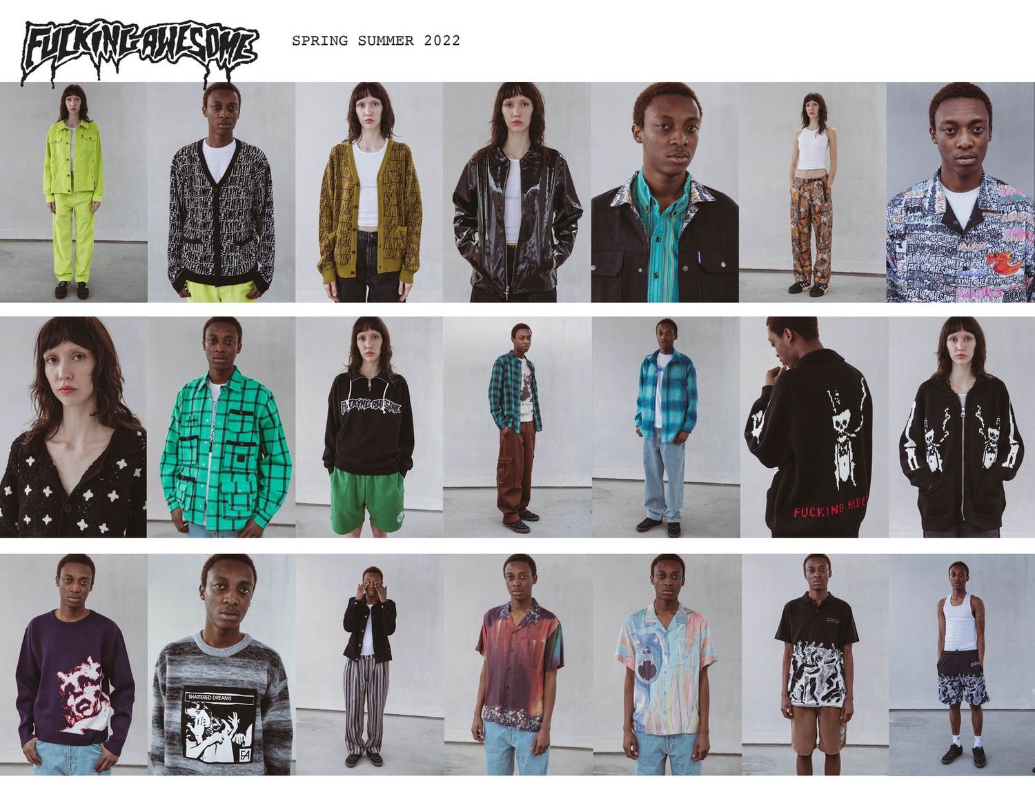 FA Spring/Summer 2022 lookbook contact-sheet grid